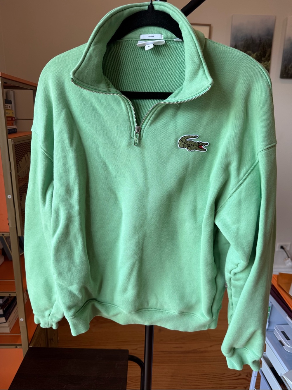 Lacoste Light Green Loose Fit 1/4 Zip Pullover
